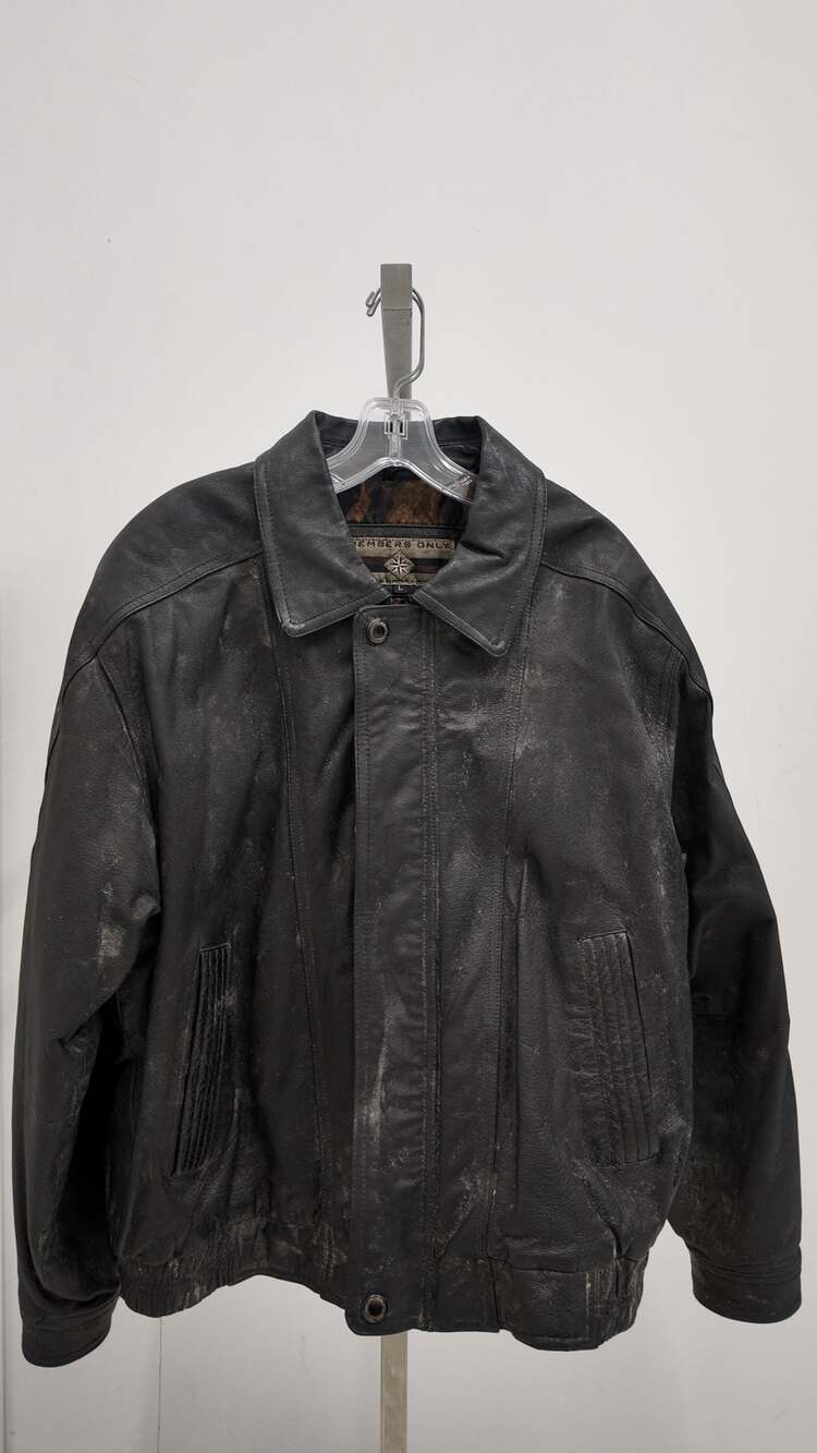Vintage Members Only Genuine Leather Bomber Jacket - Black (Size L)